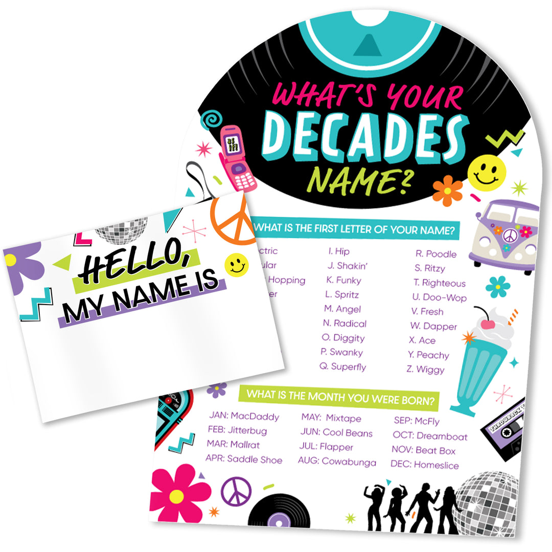 Through the Decades What's Your Name Party Game