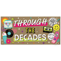 Through the Decades kraft paper party banner retro theme