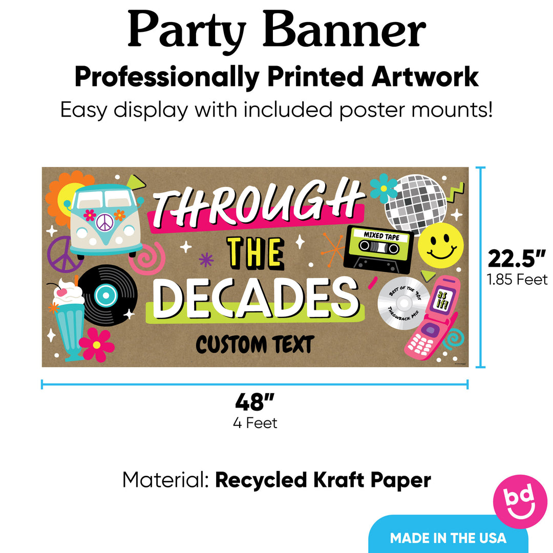 48x22.5 decades theme kraft banner with 8 poster mounts