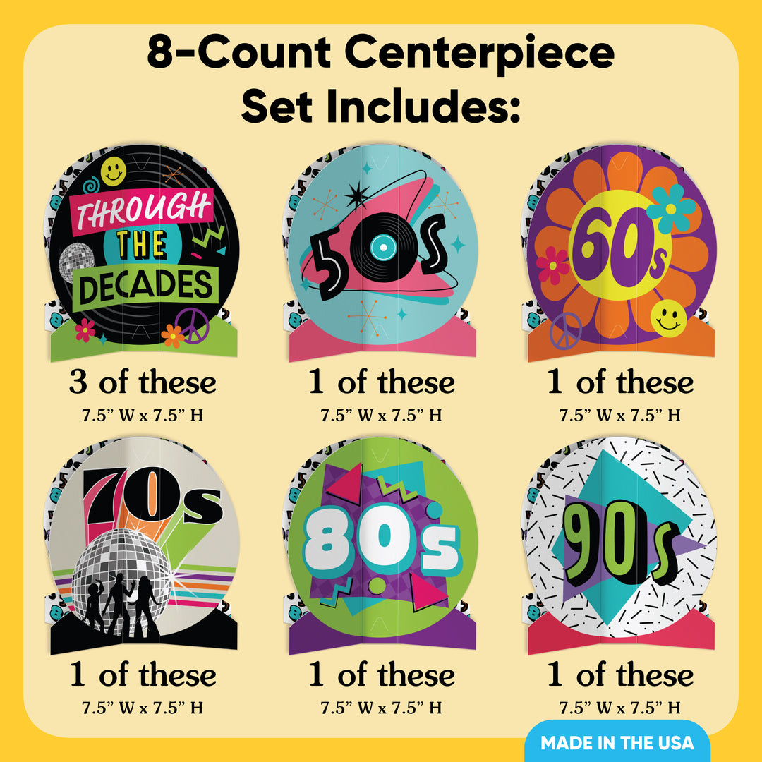 Through The Decades 3D Centerpieces - 8 Ct