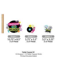 Through the Decades - 50s, 60s, 70s, 80s, and 90s Party Centerpiece Sticks - Table Toppers - Set of 15