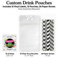 Custom Text Drink Pouches - Through the Decades - 12 Ct