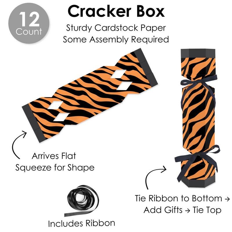 Tiger Print - No Snap Jungle Party Table Favors - DIY Cracker Boxes - Set of 12