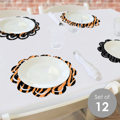 Tiger Print - Jungle Party Round Table Decorations - Paper Chargers - Place Setting For 12