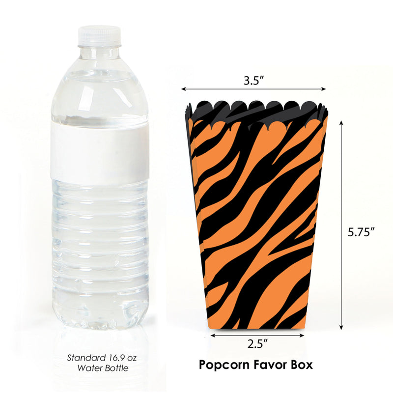 Tiger Print - Jungle Party Favor Popcorn Treat Boxes - Set of 12