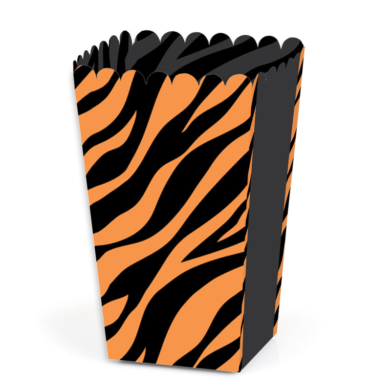 Tiger Print - Jungle Party Favor Popcorn Treat Boxes - Set of 12