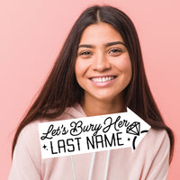 Bachelorette party photo booth setup with gothic props