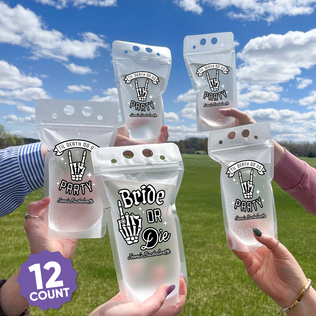 Custom Text Drink Pouches - Til Death Do Us Party - 12 Ct