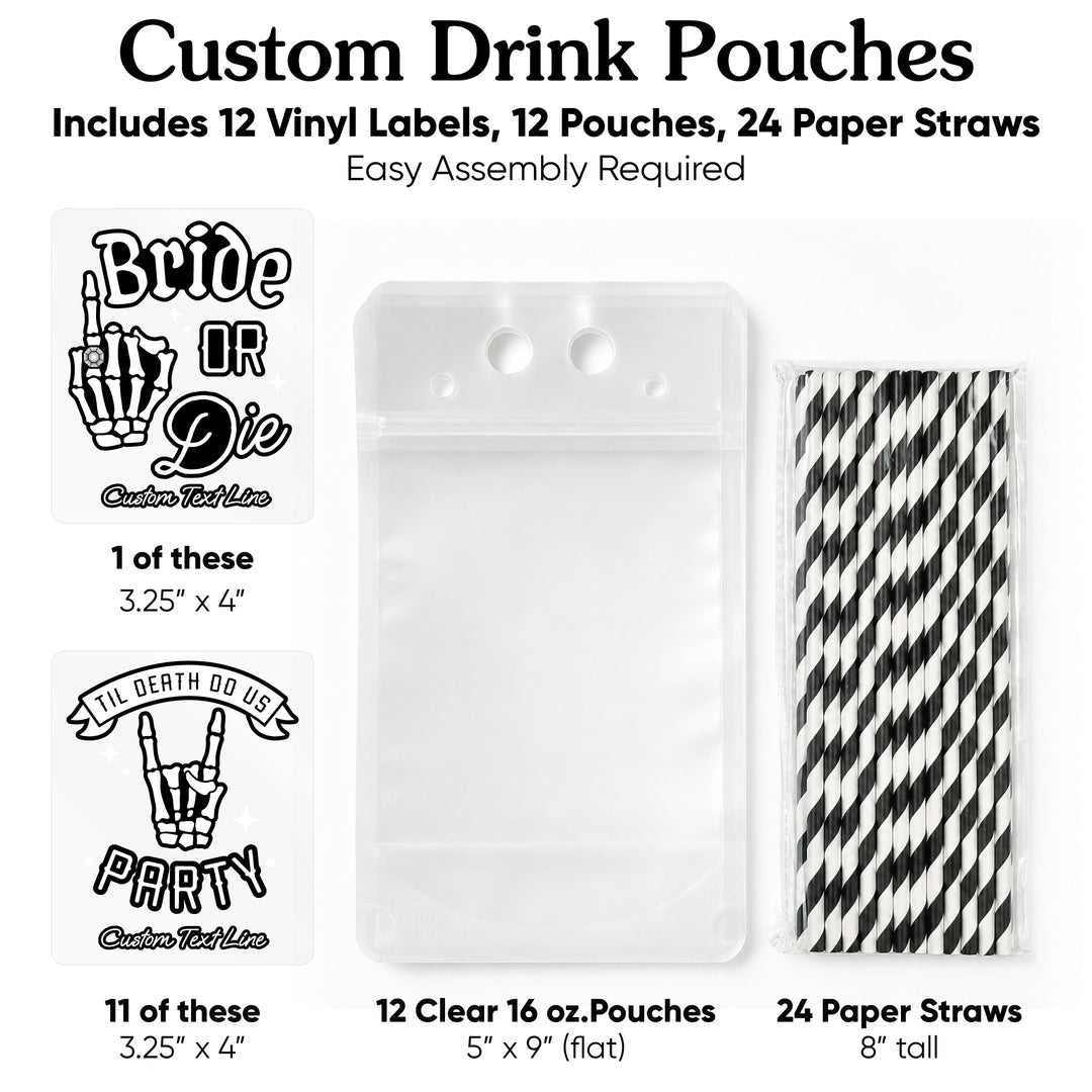 Custom Text Drink Pouches - Til Death Do Us Party - 12 Ct