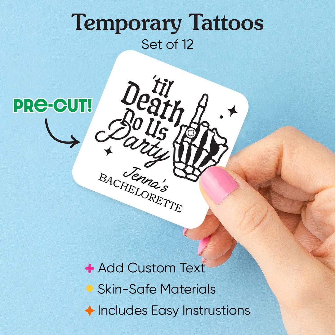Pre-cut custom bachelorette tattoo sheet detail