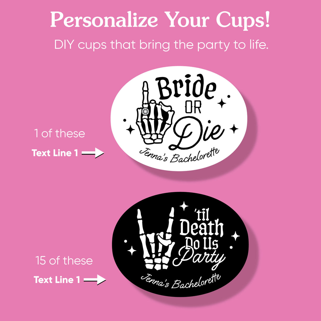 Goth bachelorette party drink custom Til Death cups