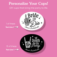 Goth bachelorette party drink custom Til Death cups