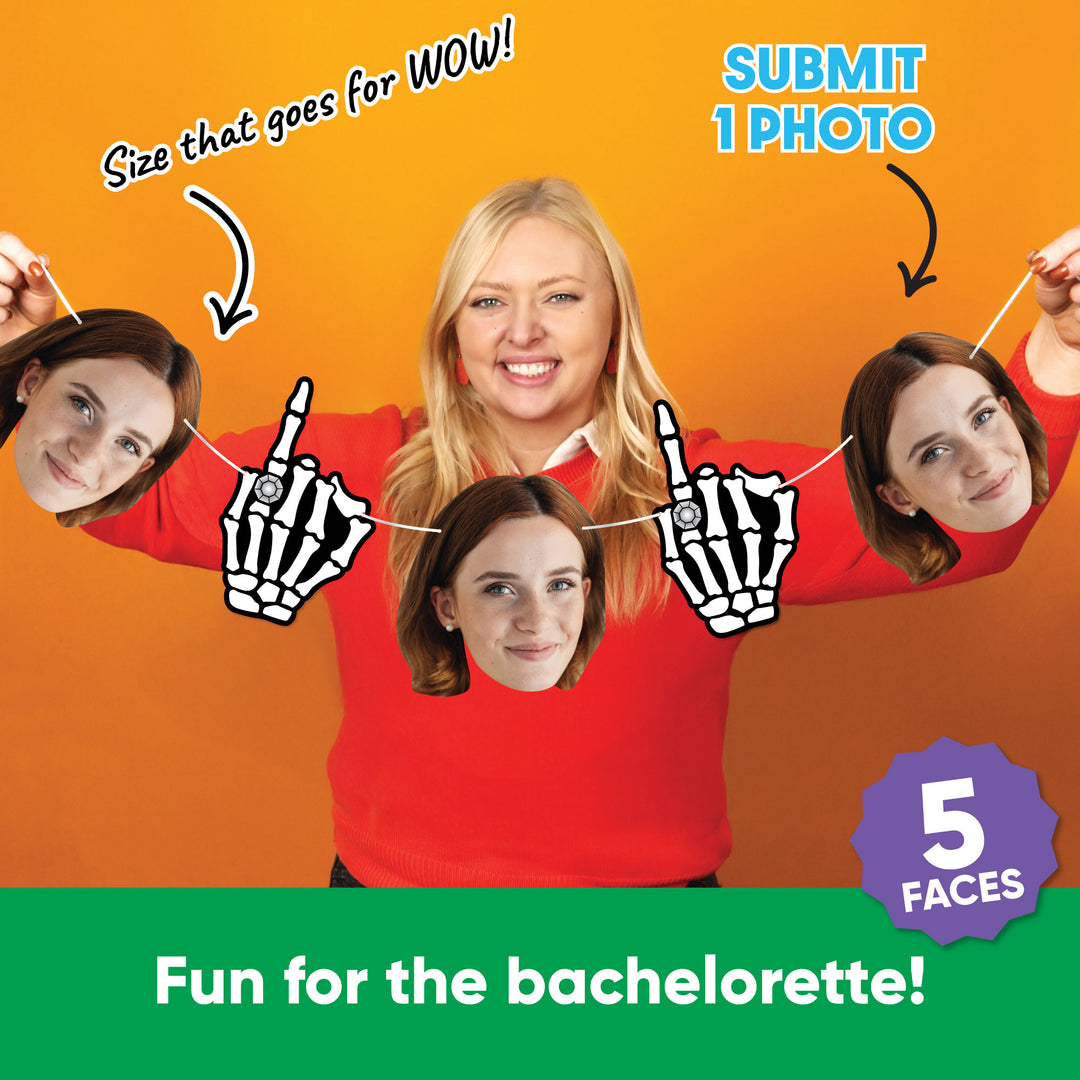 Set of 5 custom face cutouts and skeleton hands