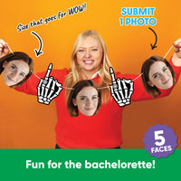 Set of 5 custom face cutouts and skeleton hands