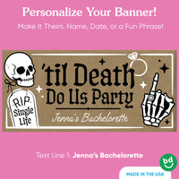 Personalized kraft banner with skeleton ring and skull artwork