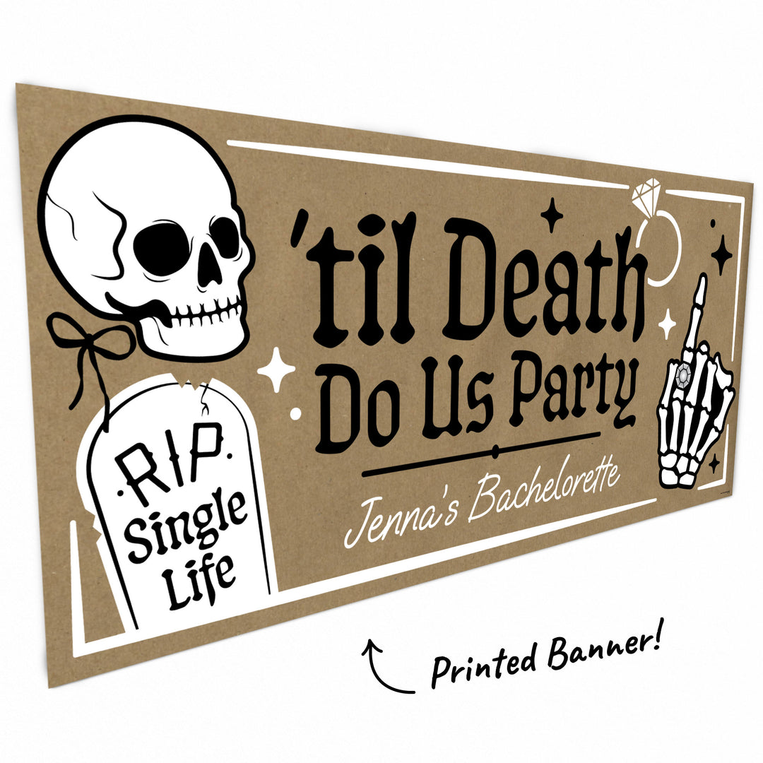 Close-up of hand drawn style gothic banner design