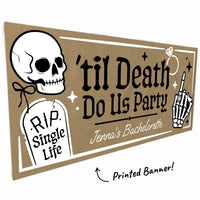 Close-up of hand drawn style gothic banner design