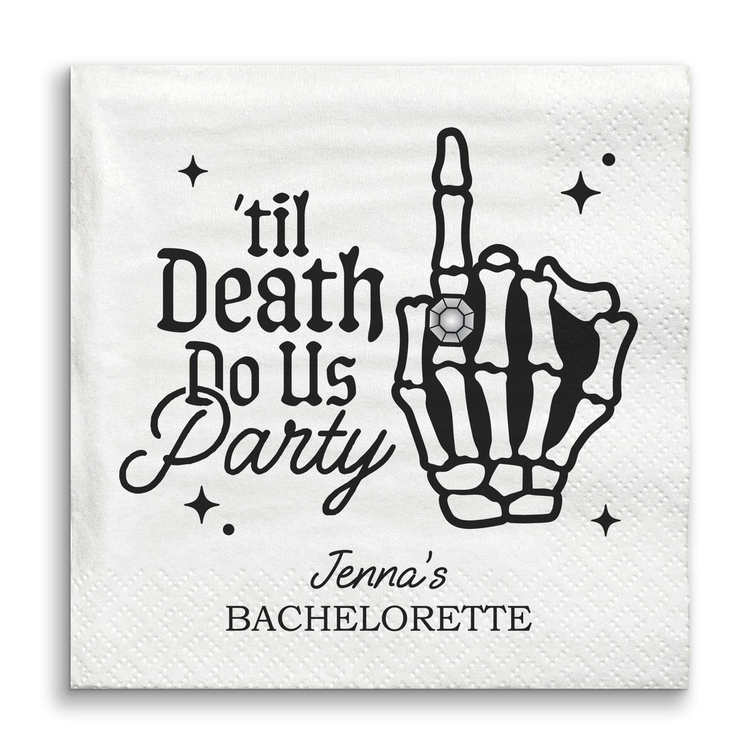 Til Death Do Us Party custom beverage napkins gothic skeleton ring
