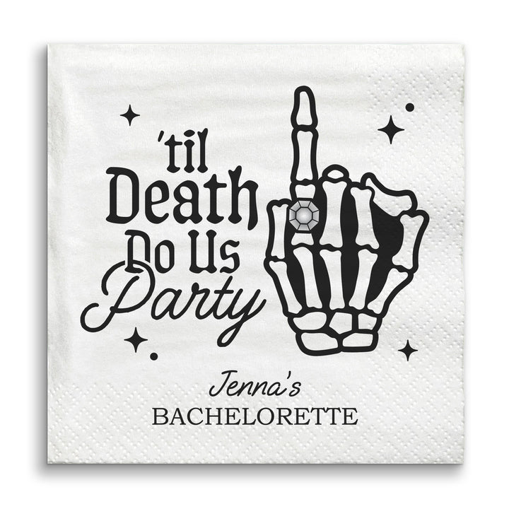 Til Death Do Us Party custom beverage napkins gothic skeleton ring