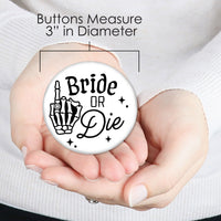 3 inch Til Death Do Us Party button with metal clasp back detail