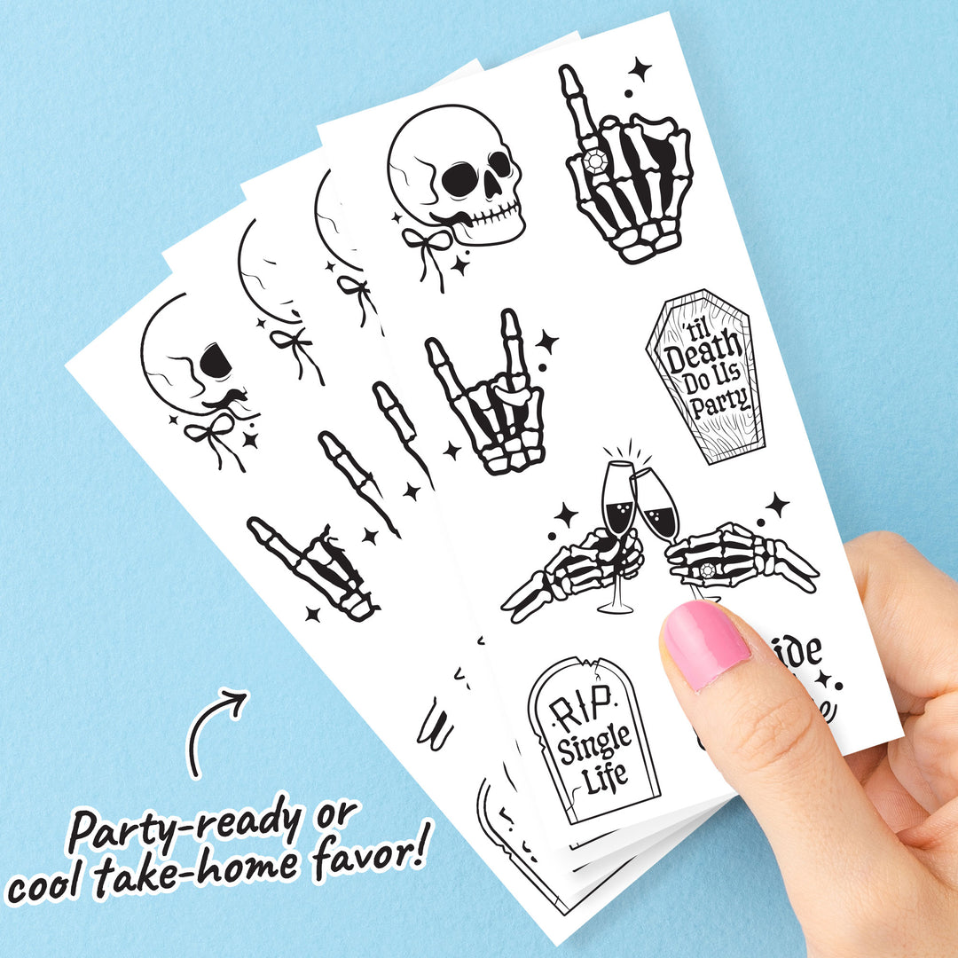 Set of 12 tattoo sheets with 84 Til Death Do Us Party tattoos