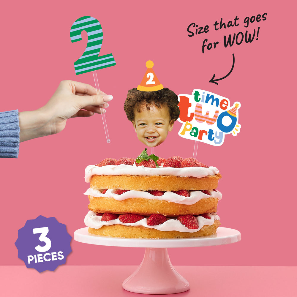 Custom Face Time Two Party Cake Topper - 3 Pc