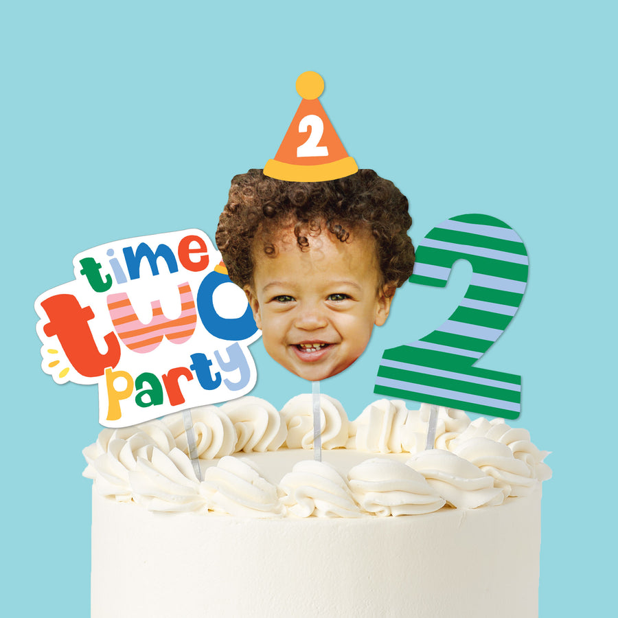 Custom Face Time Two Party Cake Topper - 3 Pc