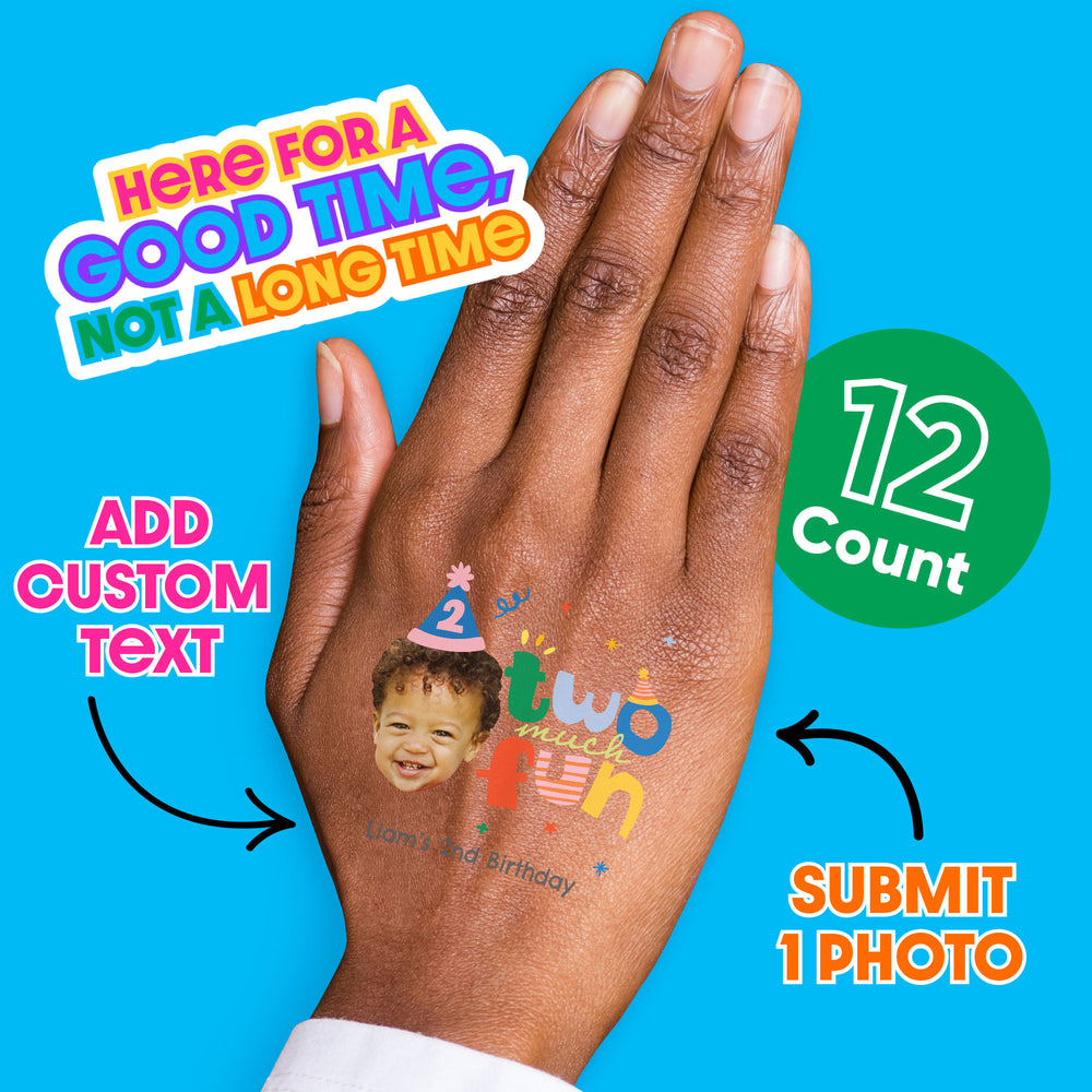 Custom Face Tattoo - Time Two Party - 12 Ct