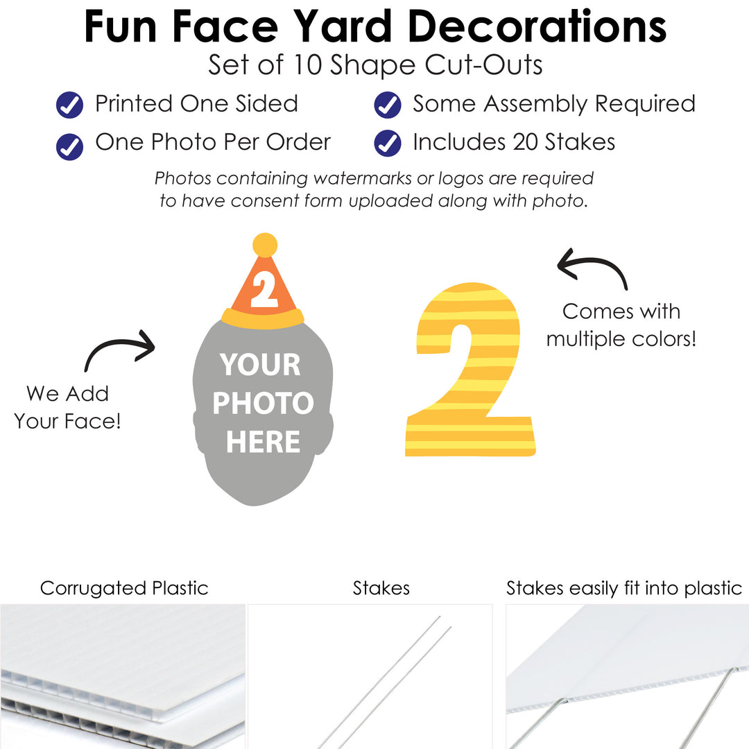 Custom Face Yard Signs - Time Two Party - 10 Pc
