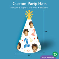 Custom Face Time Two Party Cone Hats - 8 Ct