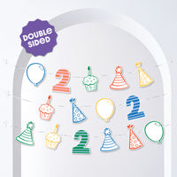 Time Two Party Garland Banner - 15 Pc