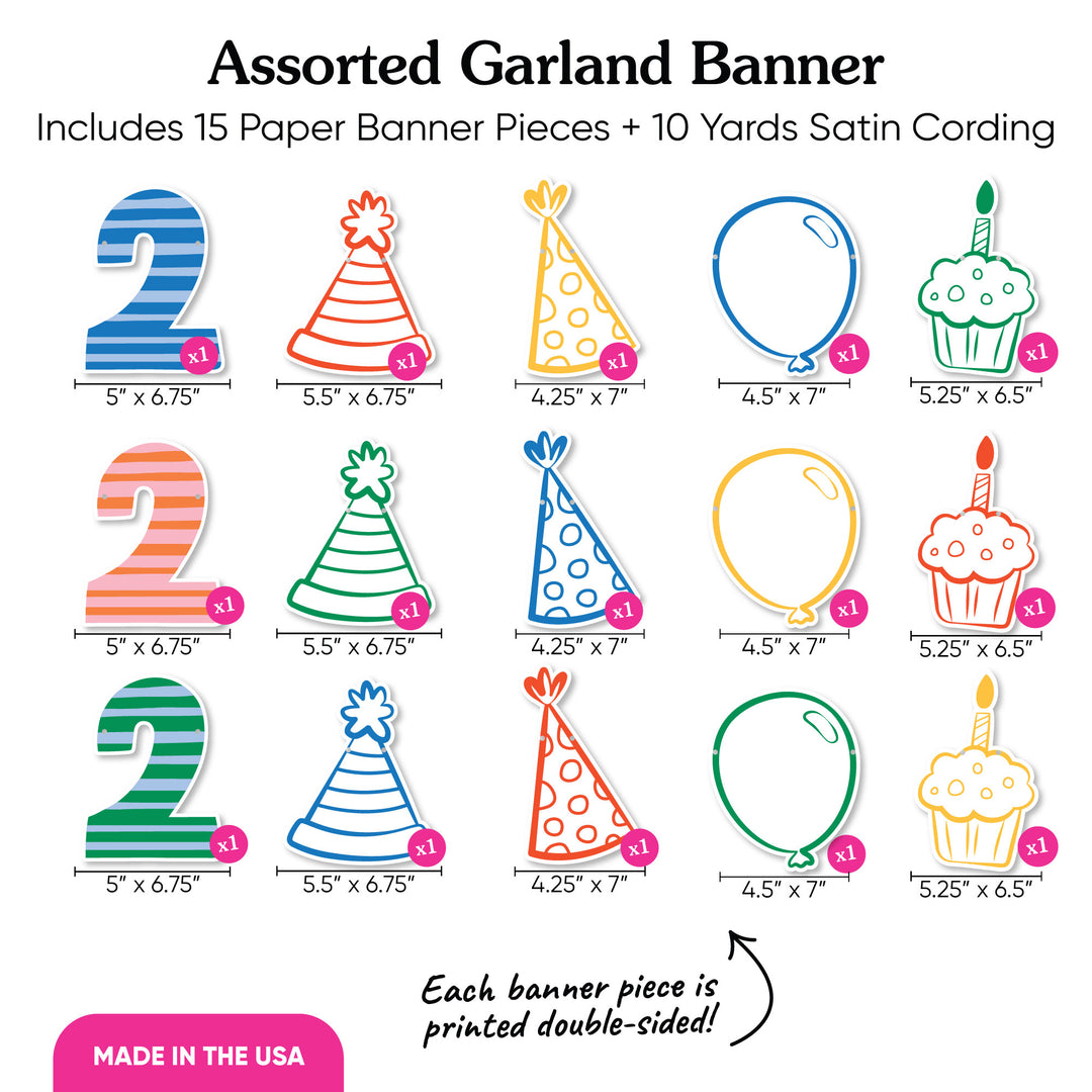 Time Two Party Garland Banner - 15 Pc