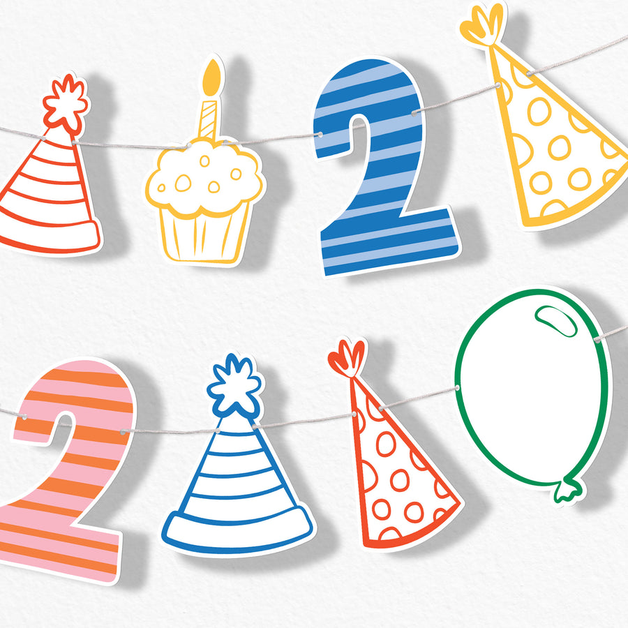 Time Two Party Garland Banner - 15 Pc