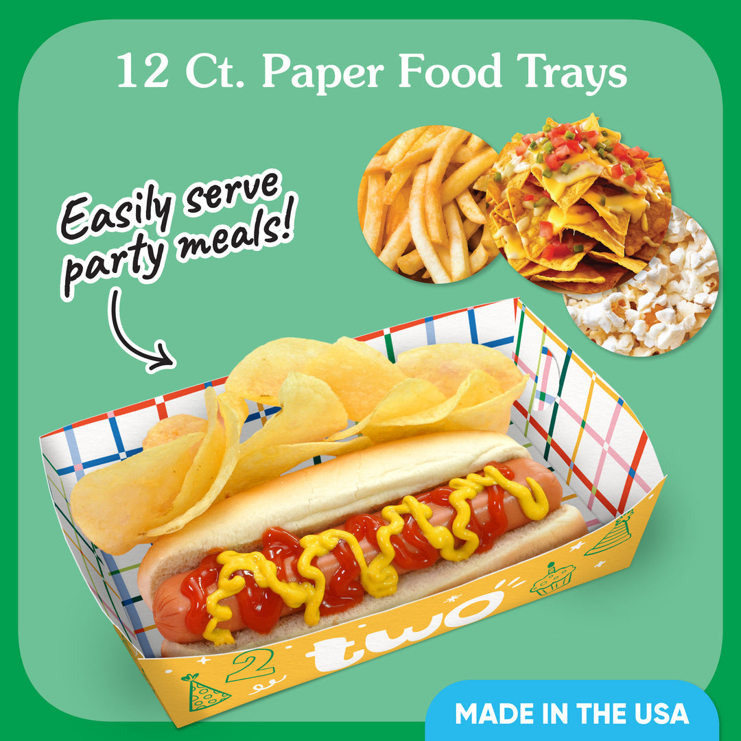 Time Two Party Paper Food Trays - 12 Ct