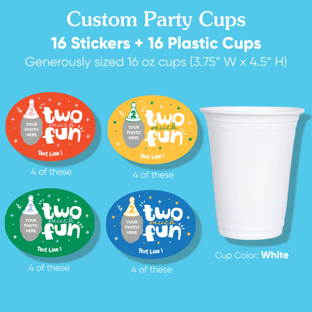 Custom Face Party Cups - Time Two Party - 16 Ct