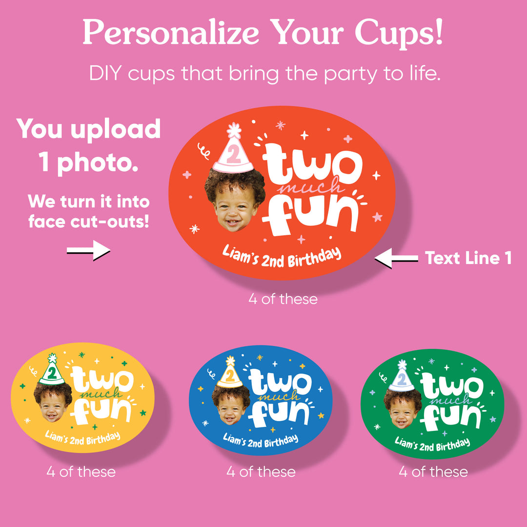 Custom Face Party Cups - Time Two Party - 16 Ct