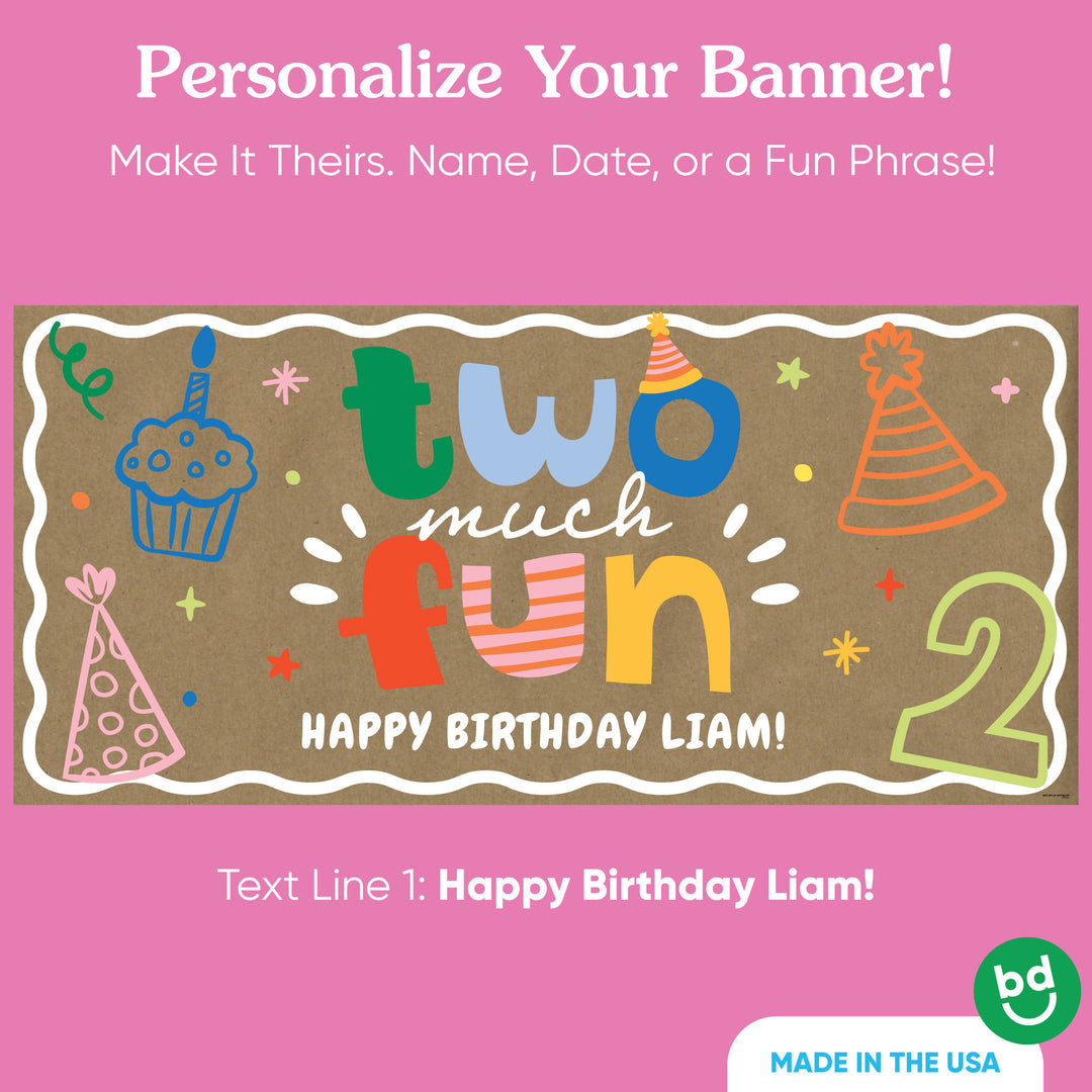 Custom Text Time Two Party Kraft Banner