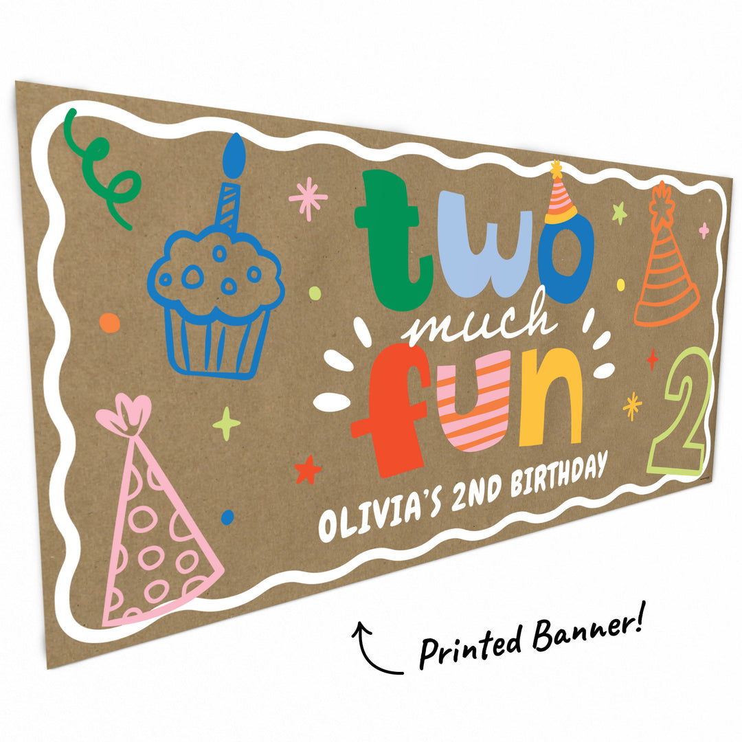Custom Text Time Two Party Kraft Banner