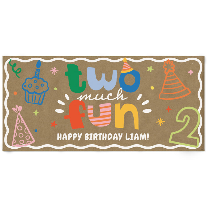 Custom Text Time Two Party Kraft Banner
