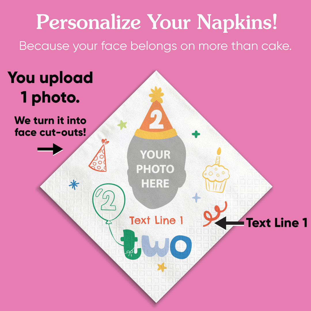 Custom Face Napkins - Time Two Party