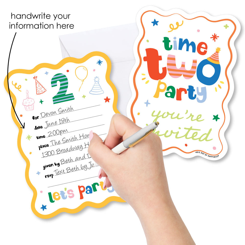 Time Two Party Shaped Fill-In Invitations - 12 Ct