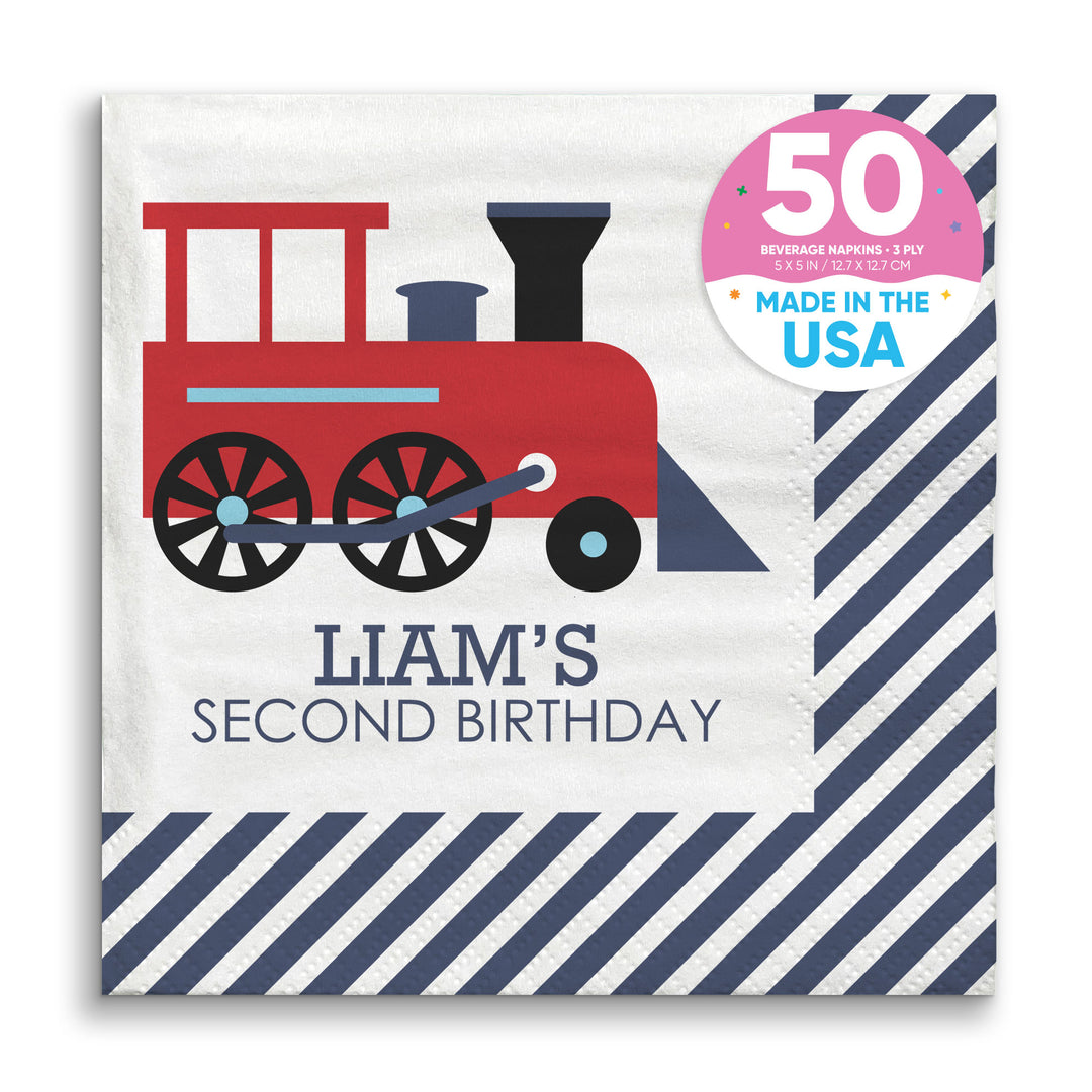 Custom Text Napkins - Train