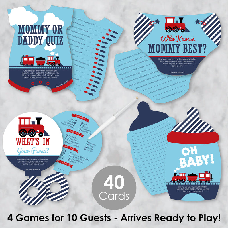 Railroad Party Crossing - 4 Steam Train Baby Shower Games - 10 Cards Each - Gamerific Bundle