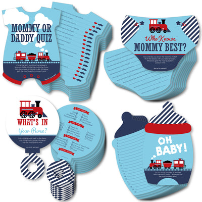 Railroad Party Crossing - 4 Steam Train Baby Shower Games - 10 Cards Each - Gamerific Bundle