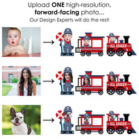 Custom Photo Railroad Party Crossing - Fun Face Lawn Decorations - Steam Train Birthday Party or Baby Shower Outdoor Yard Signs - 10 Piece