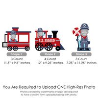 Custom Photo Railroad Party Crossing - Fun Face Lawn Decorations - Steam Train Birthday Party or Baby Shower Outdoor Yard Signs - 10 Piece