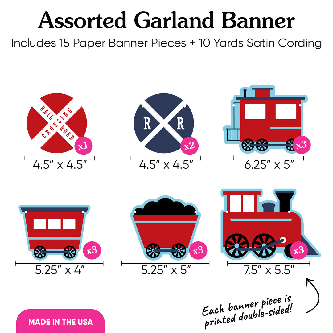 Train Garland Banner - 15 Pc