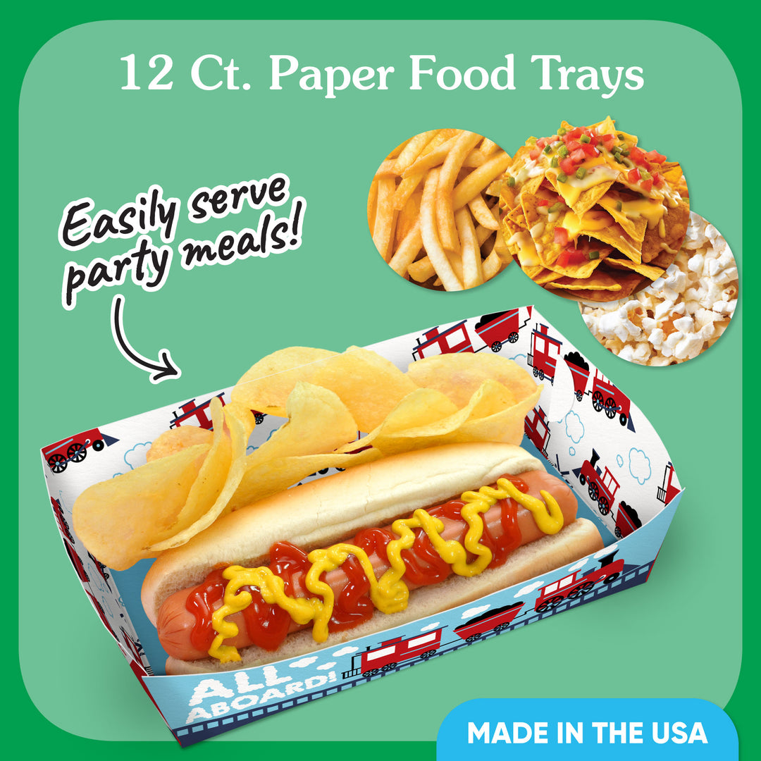 Train Party Paper Food Trays - 12 Ct