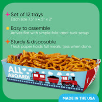 Train Party Paper Food Trays - 12 Ct