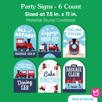 Railroad Train Party Signs Set - 6 Ct